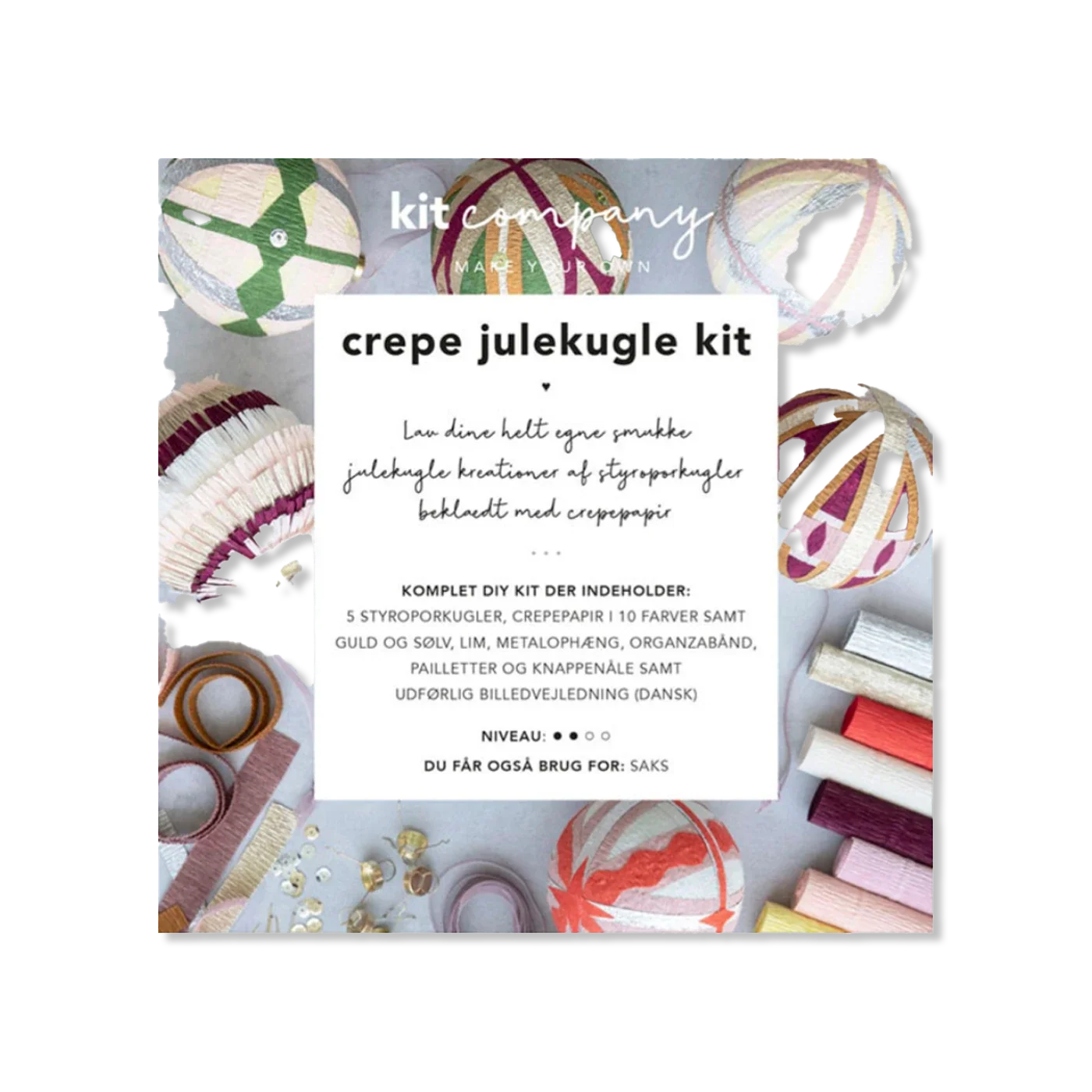 Crepe julekugle kit Weihnachten