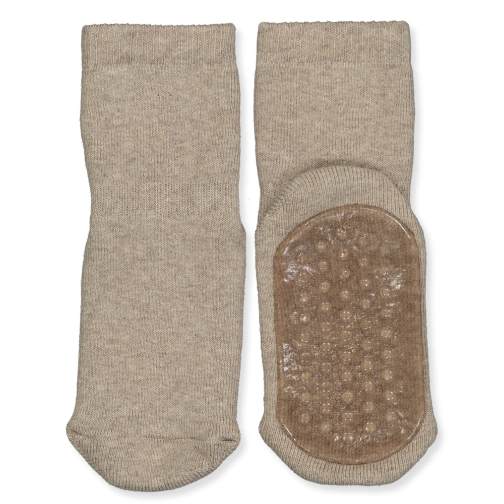 Light brown melange non-slip socken