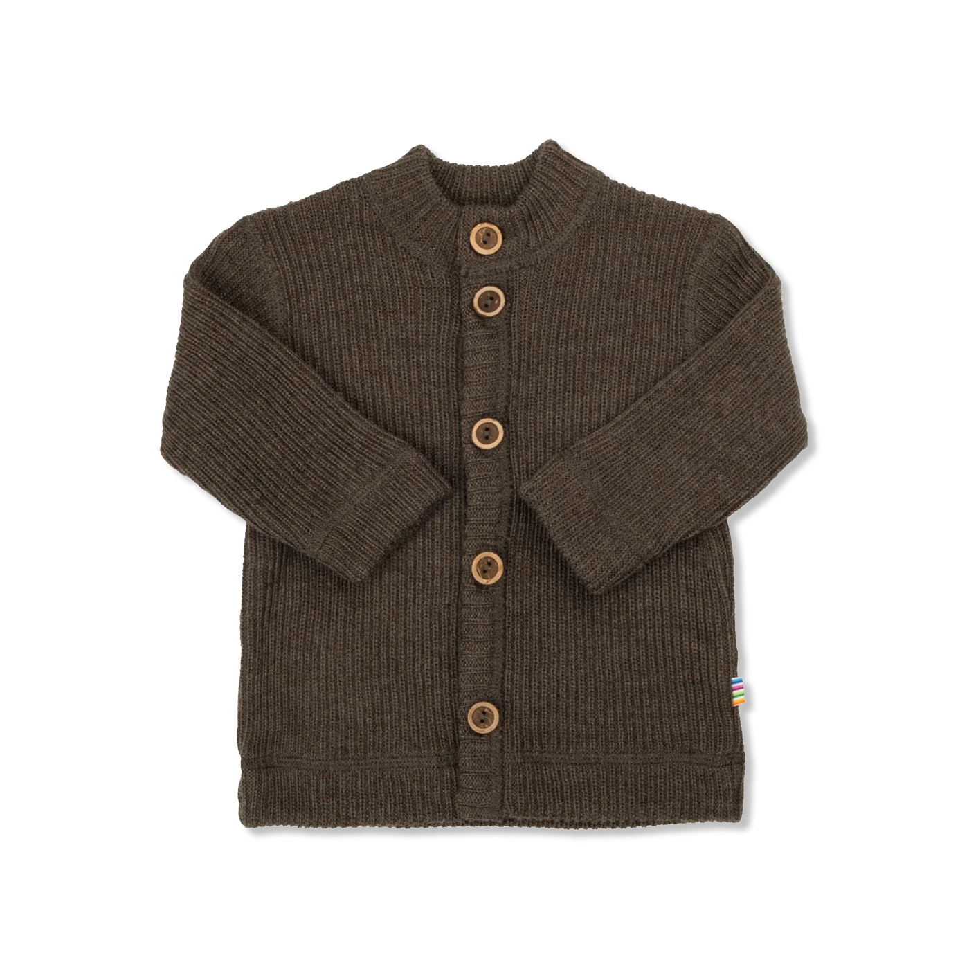 Cardigan i merinould - brun melange