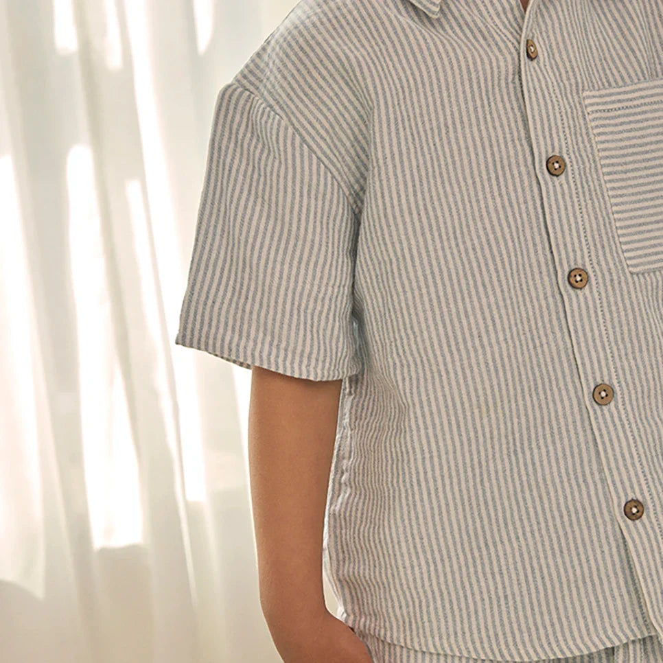 Shirt SS Muslin Stripe hemd
