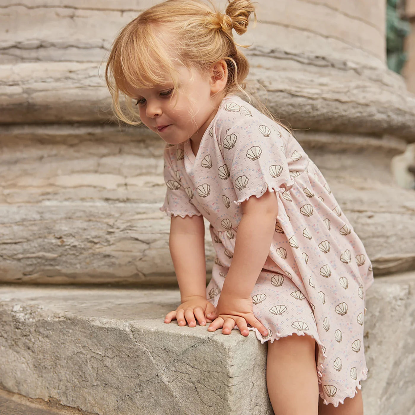 Pointelle bow Kleid